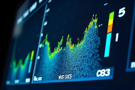 Advanced sonar display showing fish schools and seabed topography